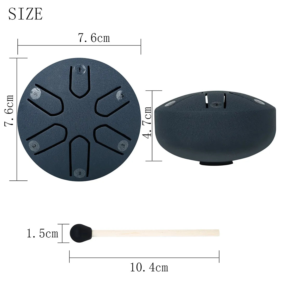 Tambor de língua (mini handpan) de aço de 6 tons