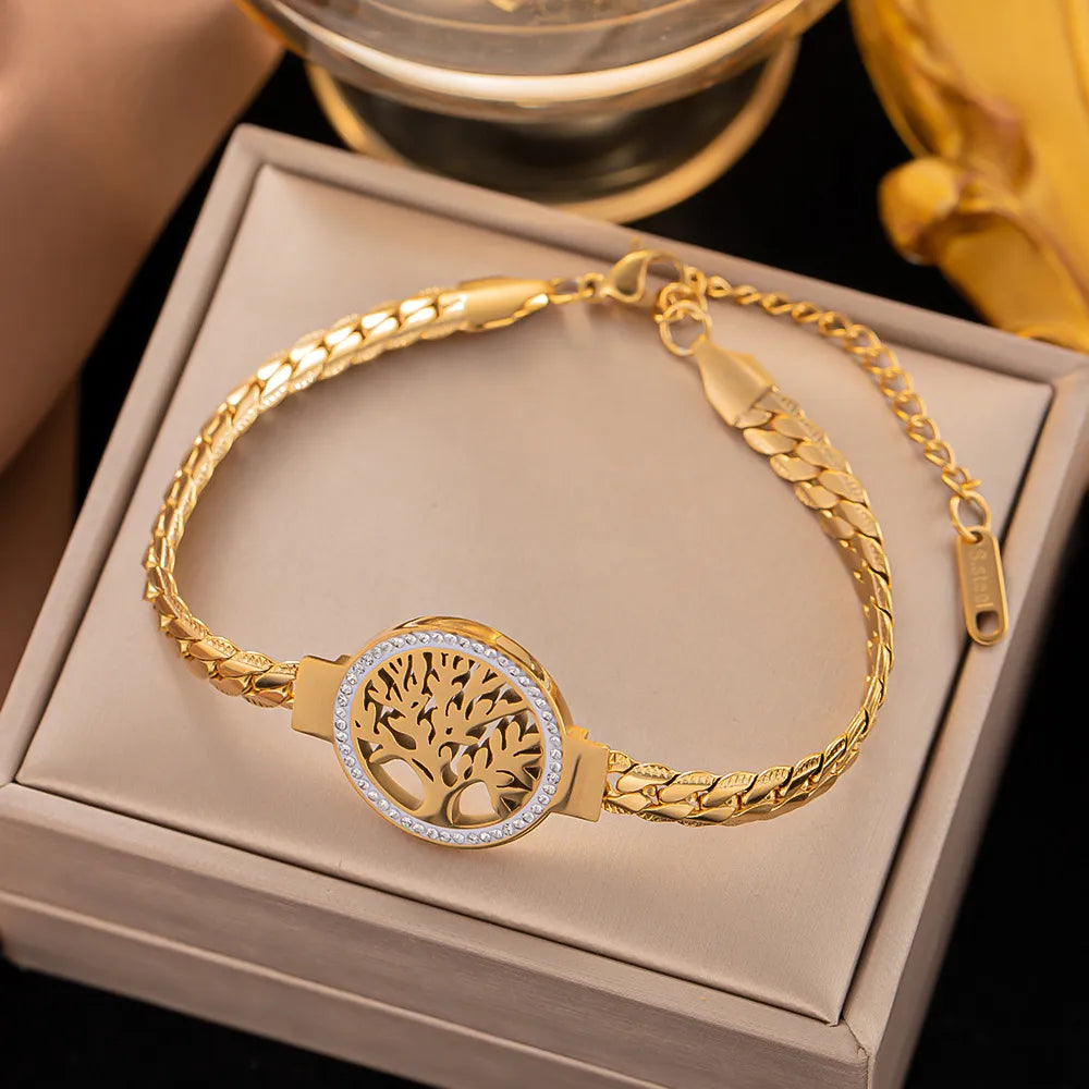 Pulseira de aço inoxidável 316L Banhado a ouro