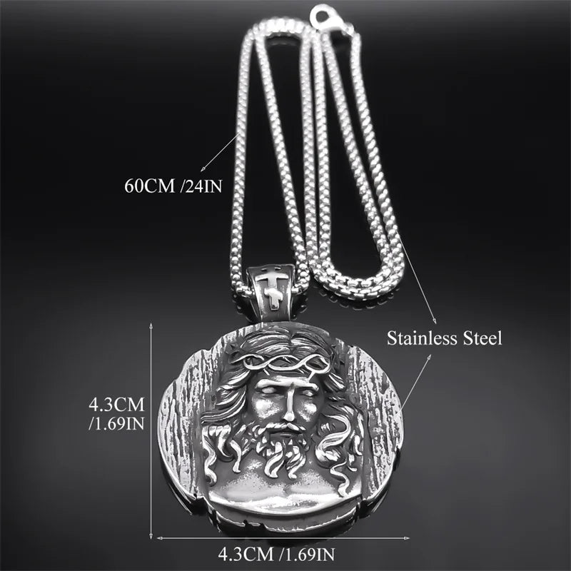 Colar Masculino Crucifixo Grunge em Aço Inoxidável