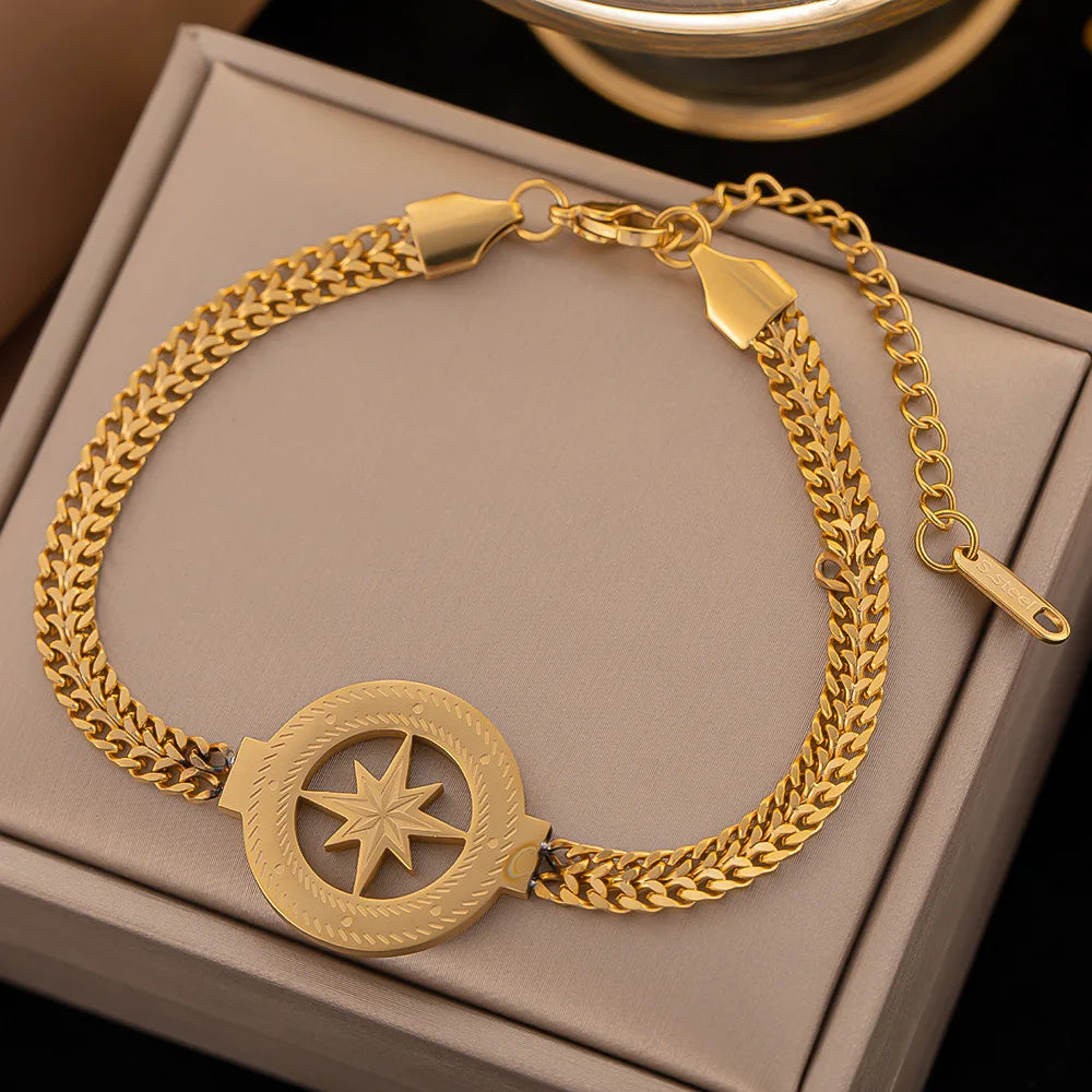 Pulseira de aço inoxidável 316L Banhado a ouro
