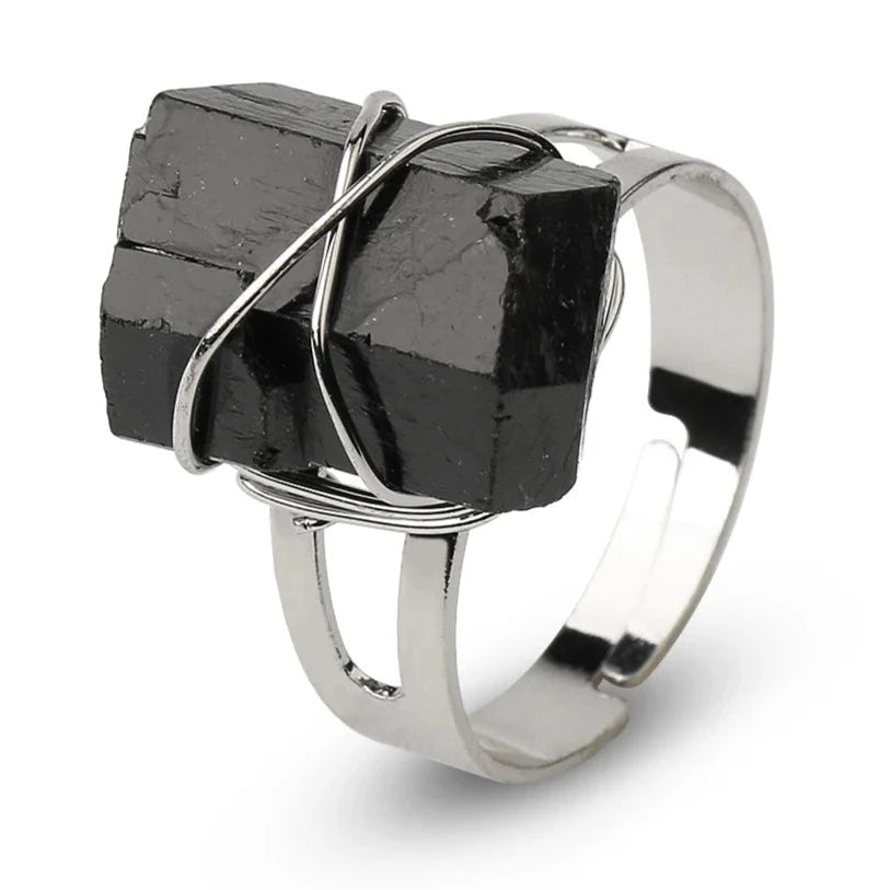 Anel de Pedra Natural Irregular em Cristal