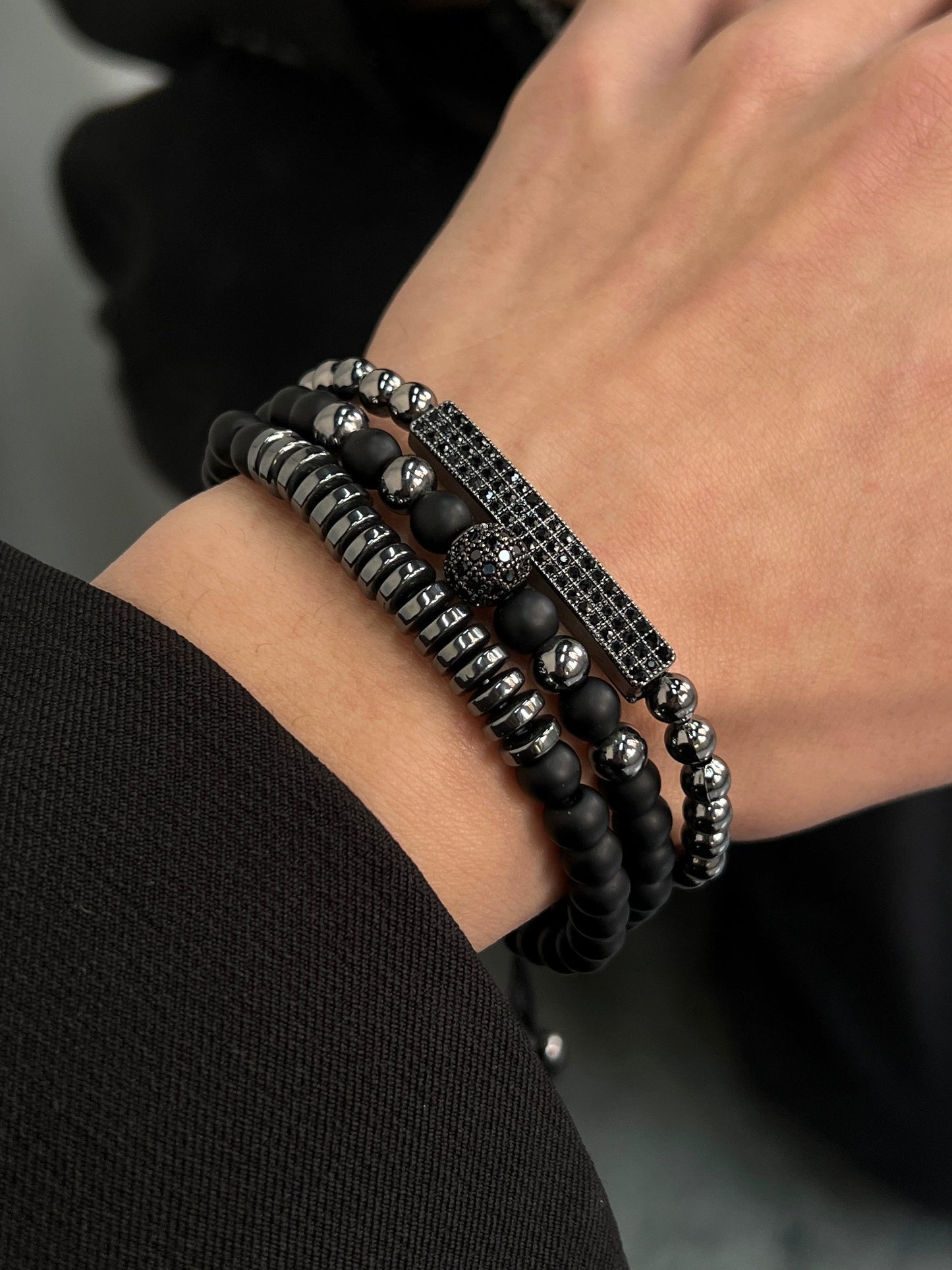 Conjunto de Pulseiras Diamante Negro
