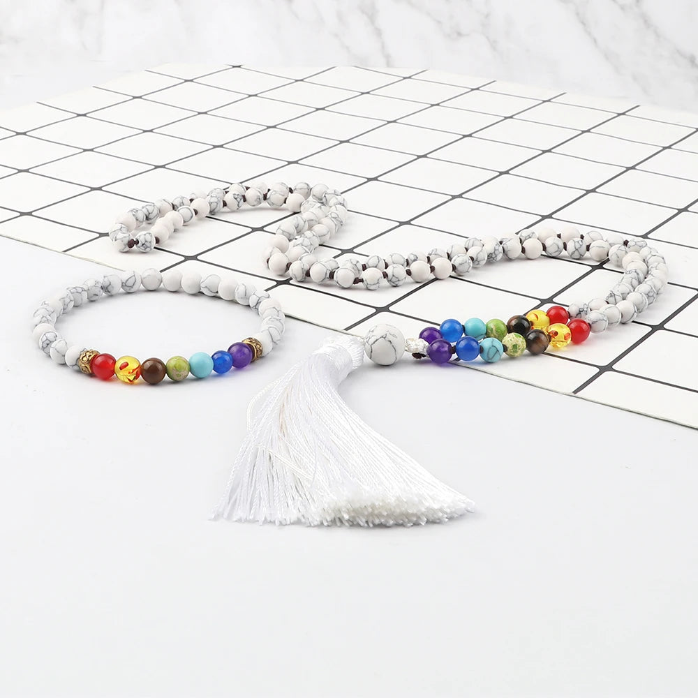 Japamala 7 Chakras white. 108 contas.