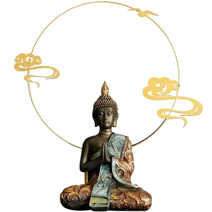 Escultura de Buda em Resina Verde