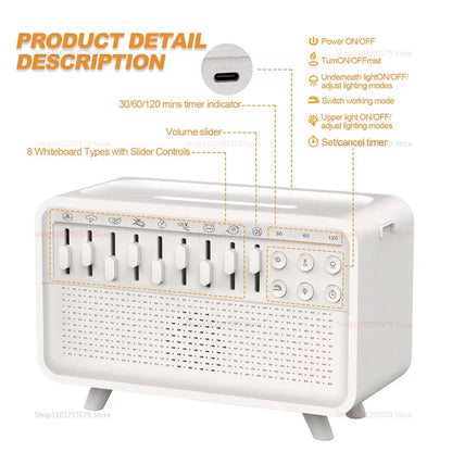 Difusor de Chama com Som do Sono, Luz Noturna e Bluetooth – Umidificador e Aromaterapia