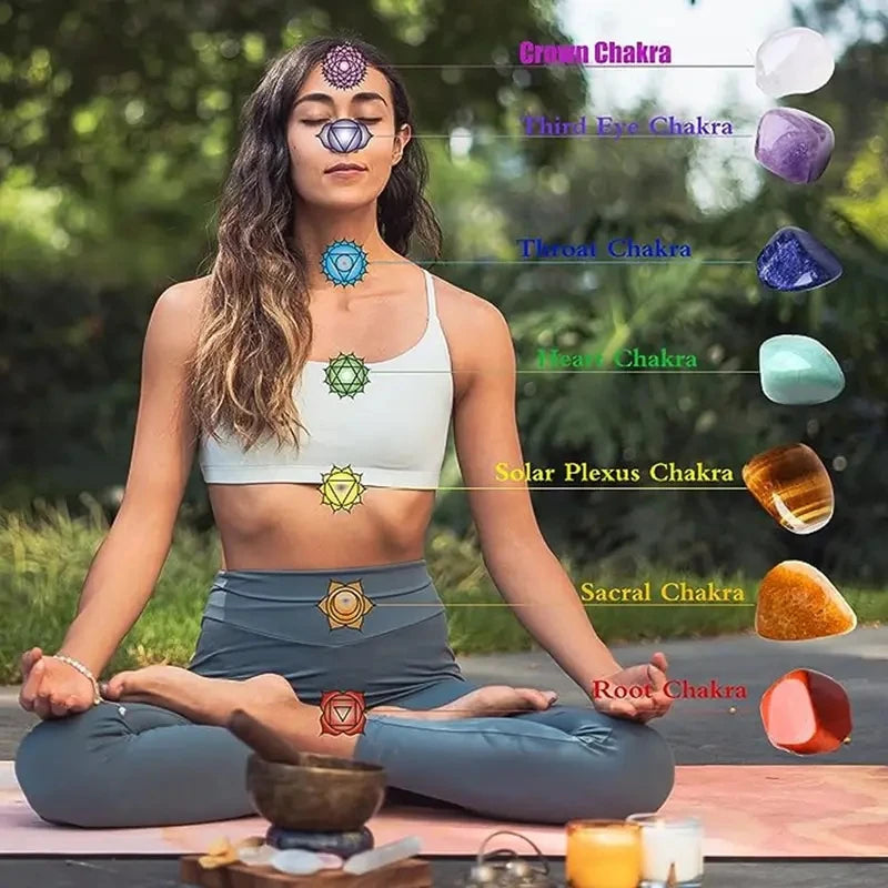 Kit 8 Peças Colar Sete Chakras com Pedras Naturais