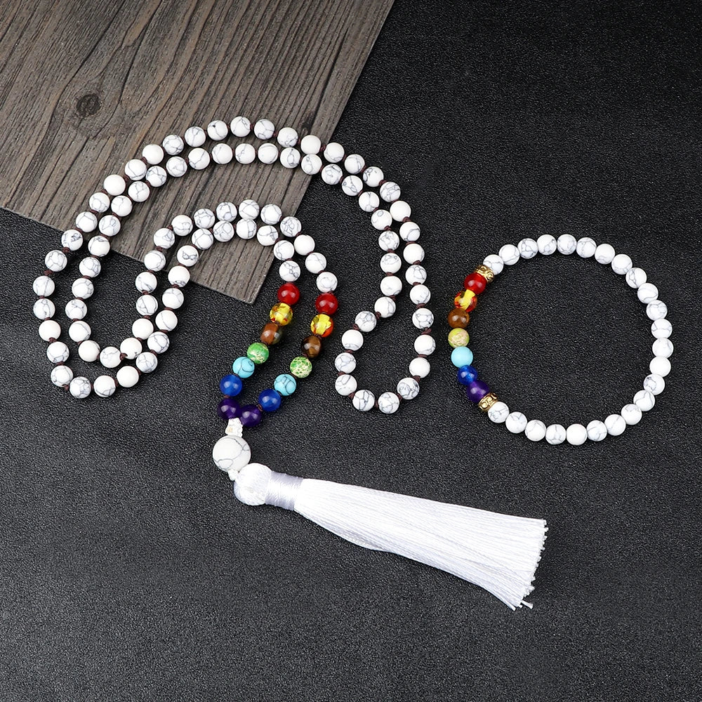 Japamala 7 Chakras white. 108 contas.