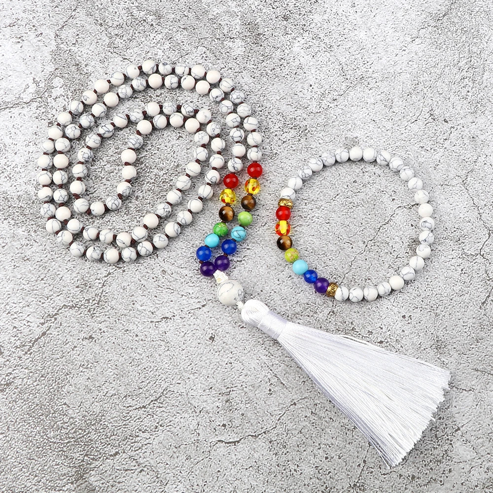 Japamala 7 Chakras white. 108 contas.