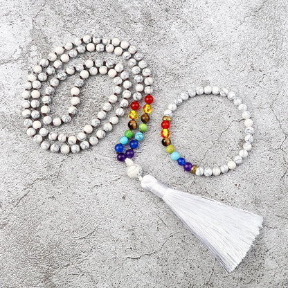 Japamala 7 Chakras white. 108 contas.