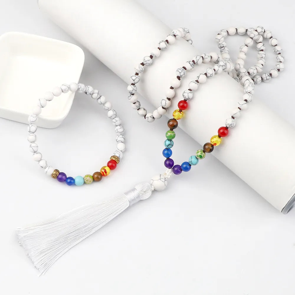 Japamala 7 Chakras white. 108 contas.