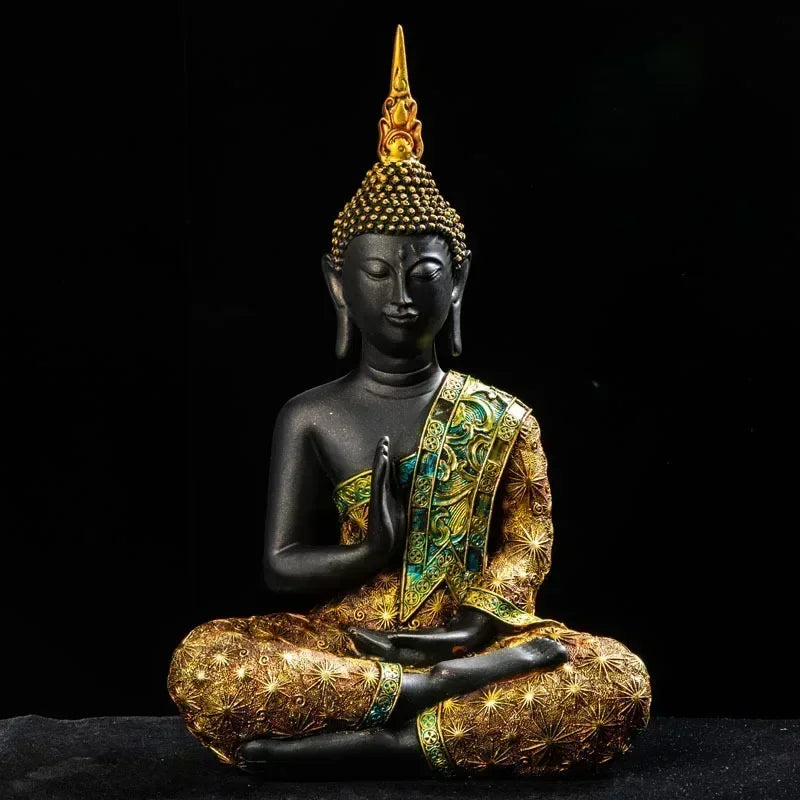 Escultura de Buda em Resina Verde