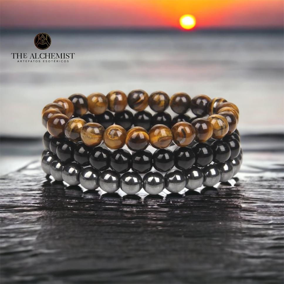 KIT com 3 pulseiras de pedra natural